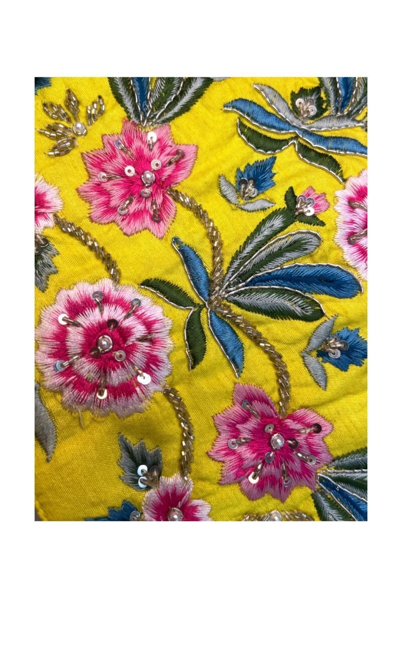 Yellow Lehenga Choli Set – Floral Thread Work Choli and Yellow Lehenga for Girls - Image 5