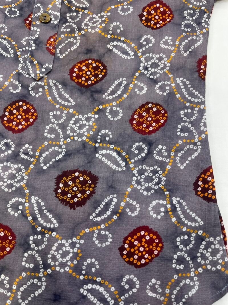 Grey Bandhani Kurta Set for Boys – Traditional & Elegant - Image 3
