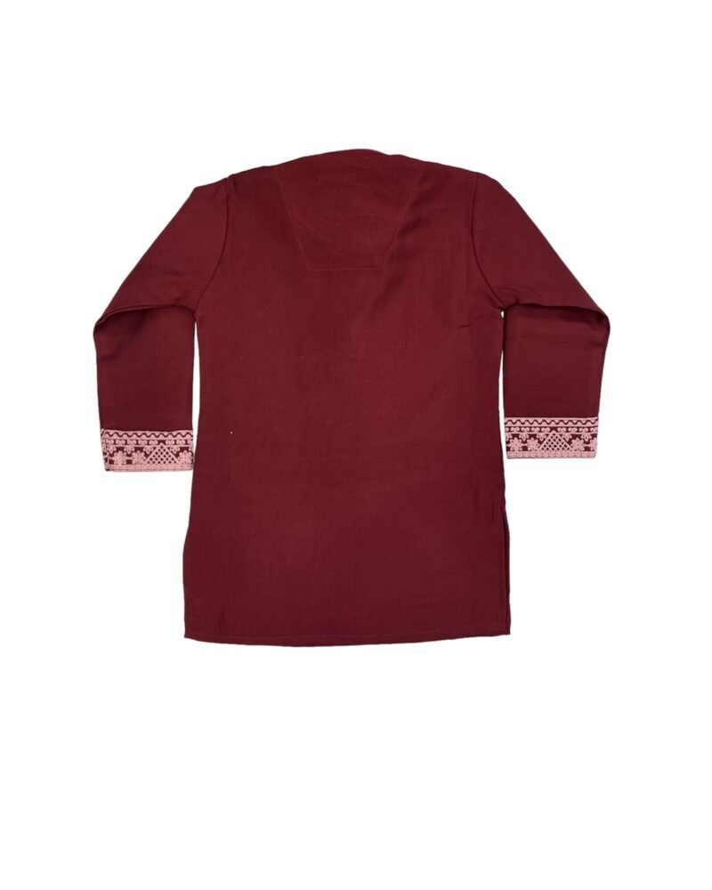 Maroon Kurta Set for Boys | Embroidered Ethnic Wear with White Pajama – Sheetal Fashion - Image 4
