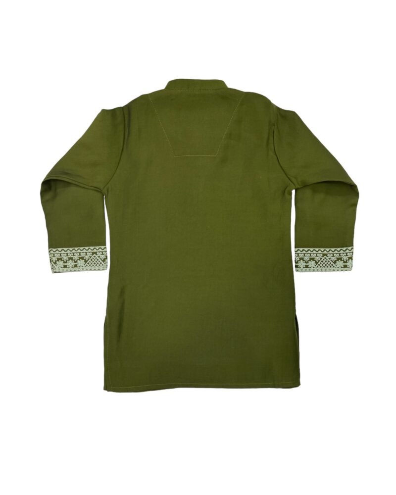 Mehendi Green Embroidered Kurta Pajama Set for Boys | Festive Ethnic Wear - Image 5