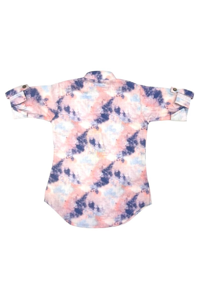 Pink Purple Kurta Set for Boys – Tie & Dye Festive Wear - Image 4