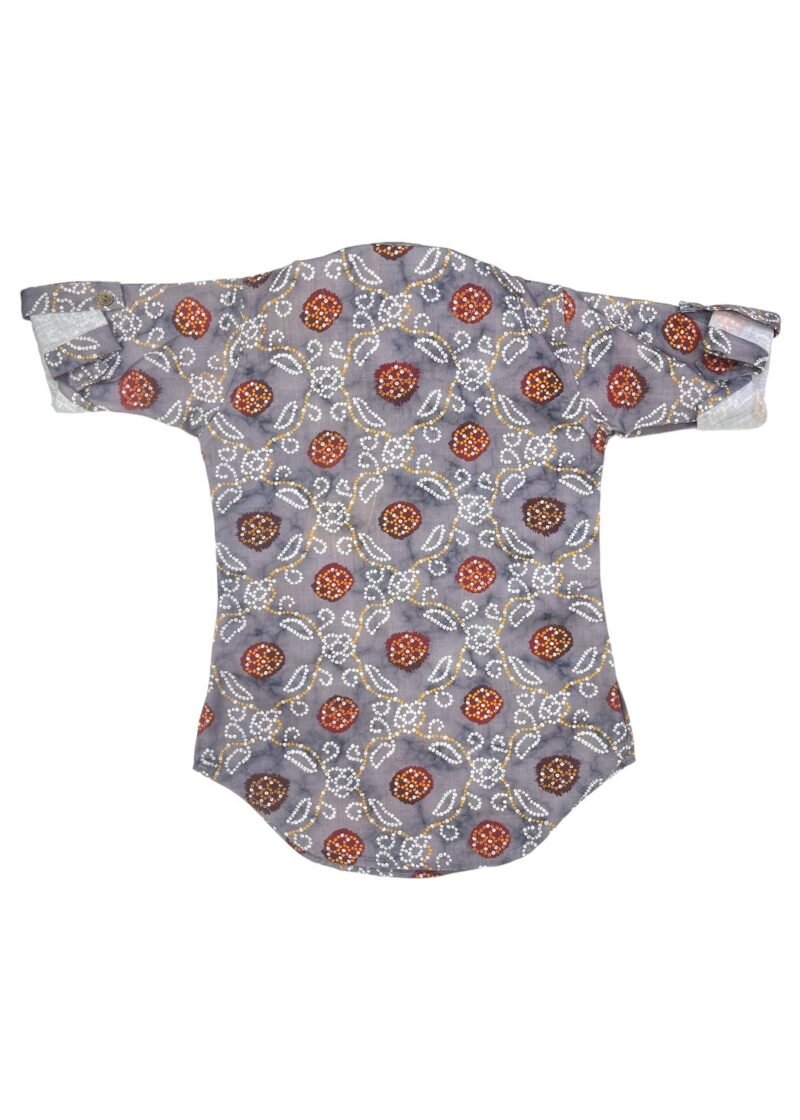 Grey Bandhani Kurta Set for Boys – Traditional & Elegant - Image 6