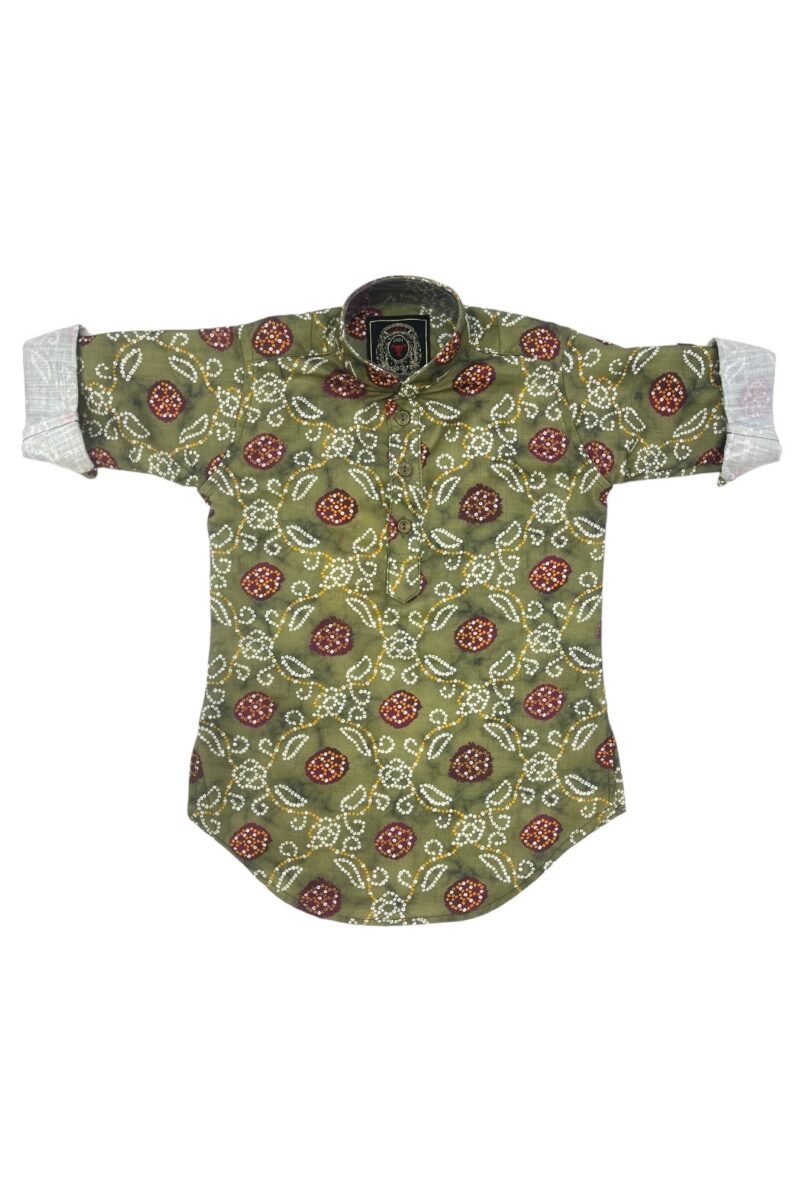 Green Bandhani Kurta Set for Boys – Traditional & Elegant - Image 3