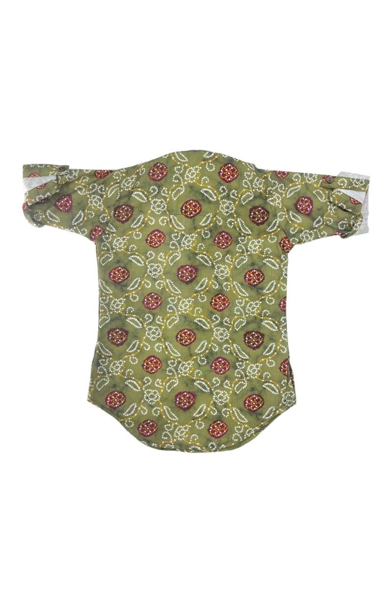 Green Bandhani Kurta Set for Boys – Traditional & Elegant - Image 4