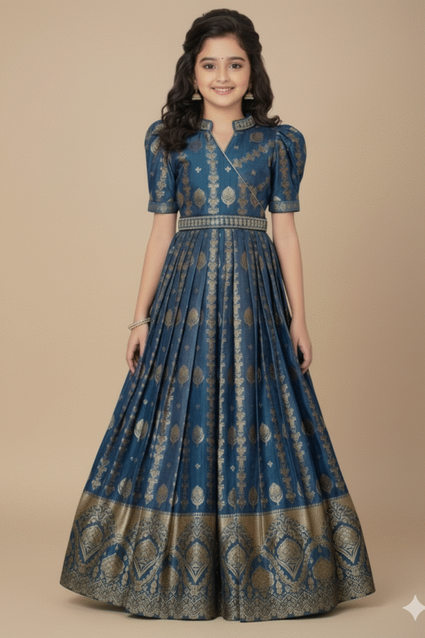 Blue Ethnic Gown For Girl's