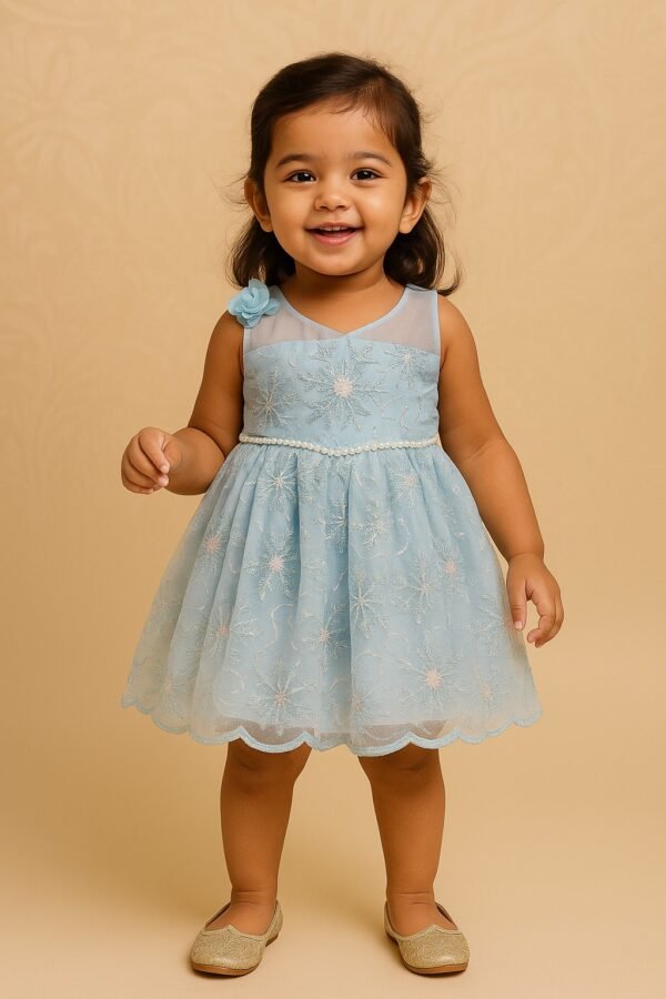 Light Blue Baby Girl Party Frock