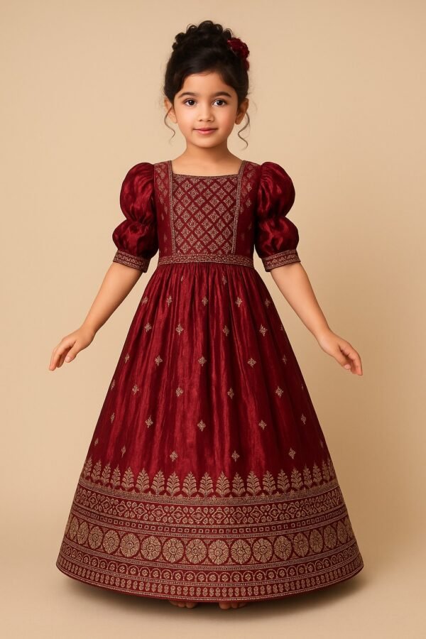 Red Designer Ethnic Gown For Girl's