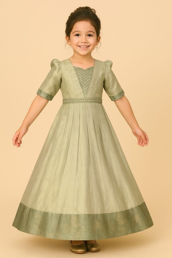 Light Green Designer Ethnic Gown For Girl's