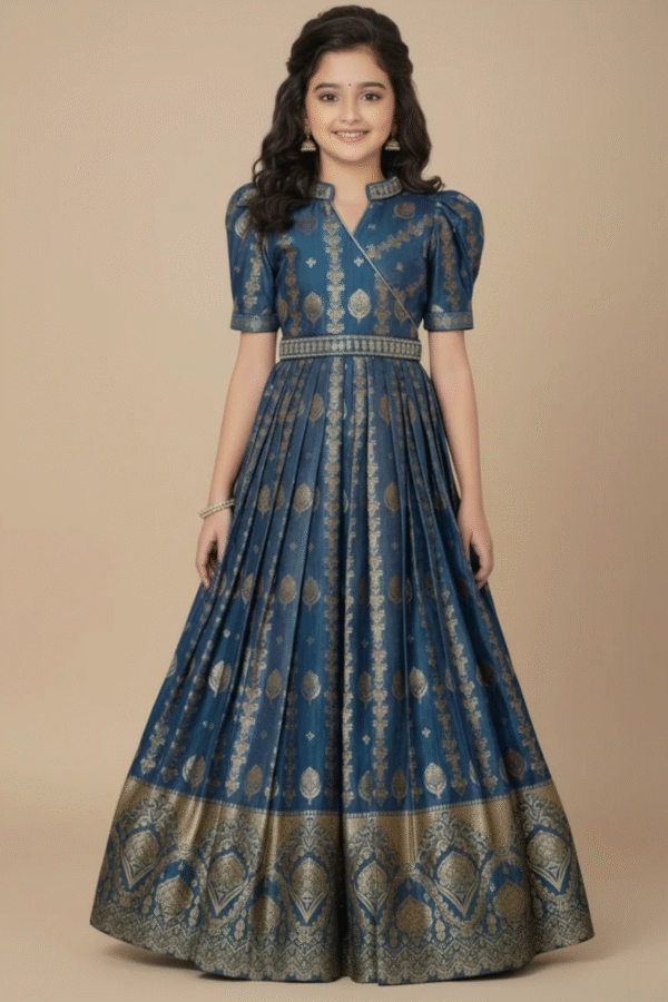 Blue Ethnic Gown For Girl's