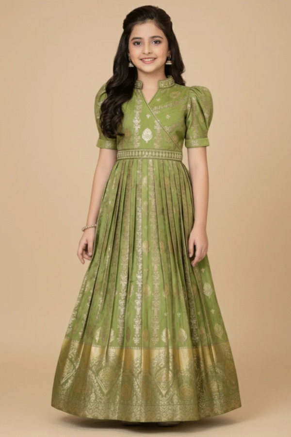 Light Green Ethnic Gown For Girl's