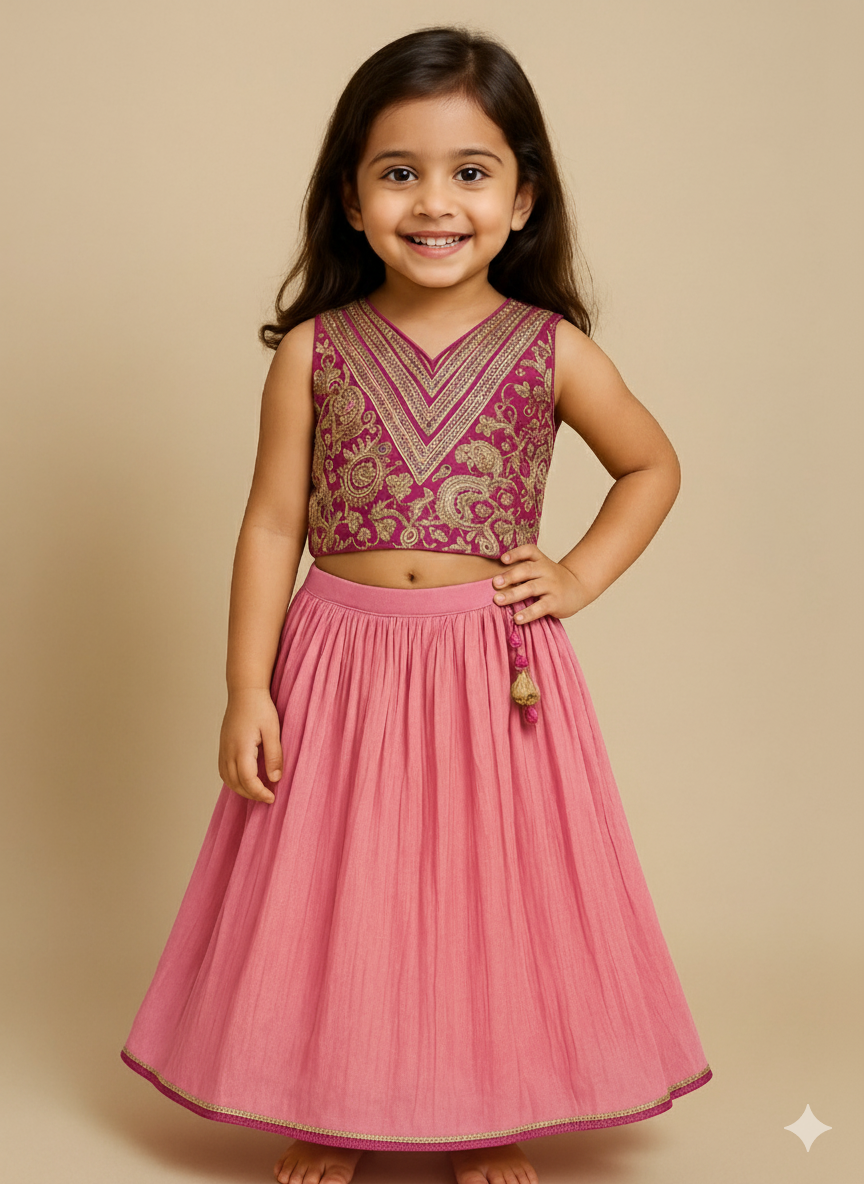 Graceful Dark Pink Light Pink Designer Chaniya Choli Set For