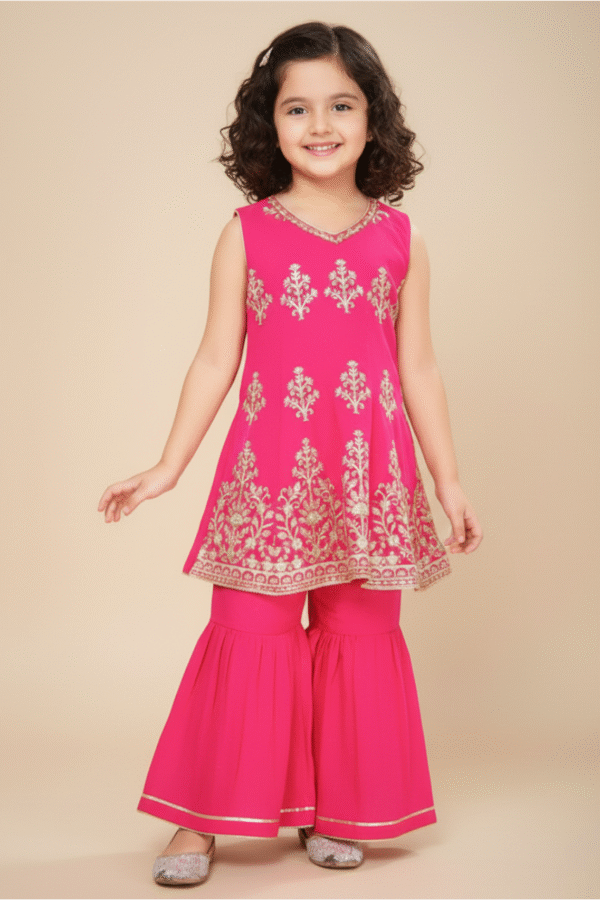 Rani Embroidered Kurti With Sharara Pants